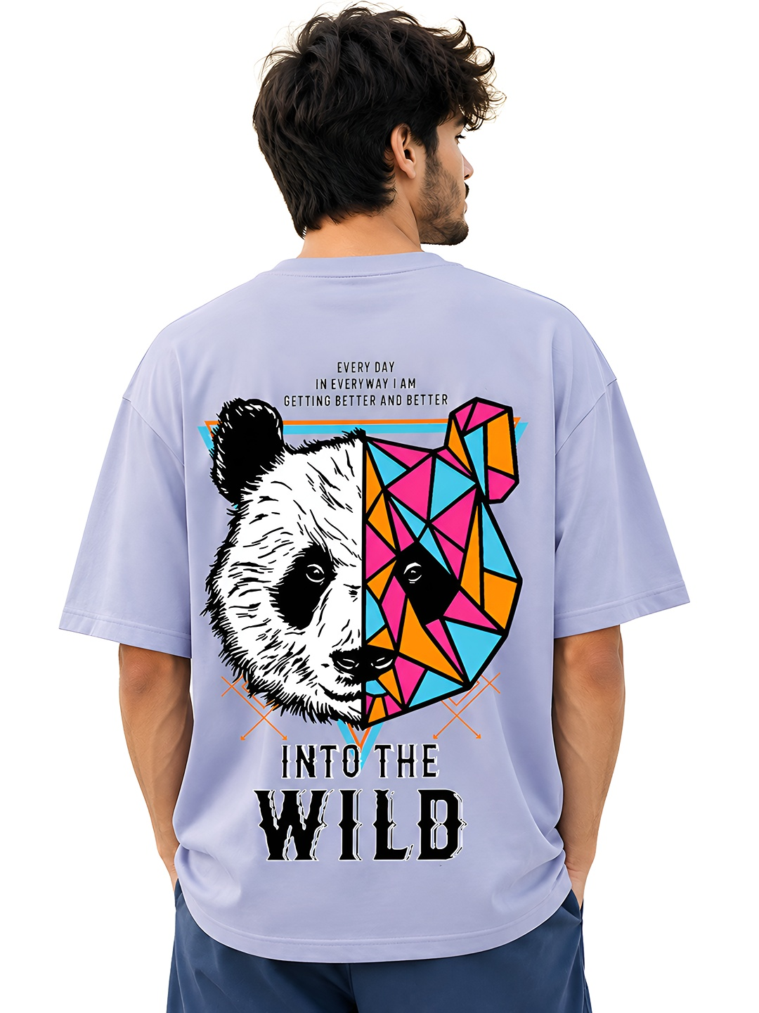 TEDWOODS Men Panda Printed T-Shirt (Lavender & Black) - Image 2