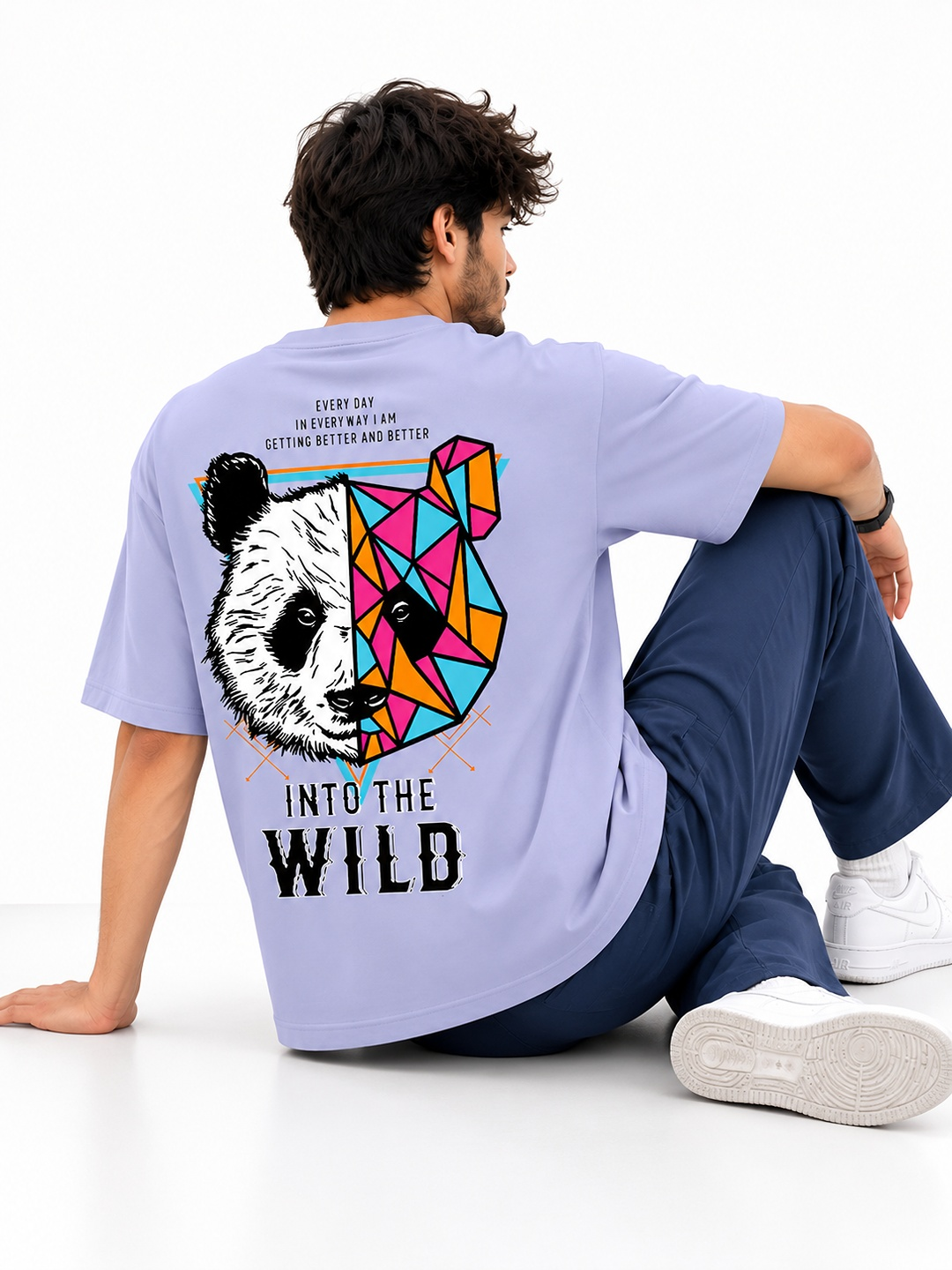 TEDWOODS Men Panda Printed T-Shirt (Lavender & Black) - Image 5