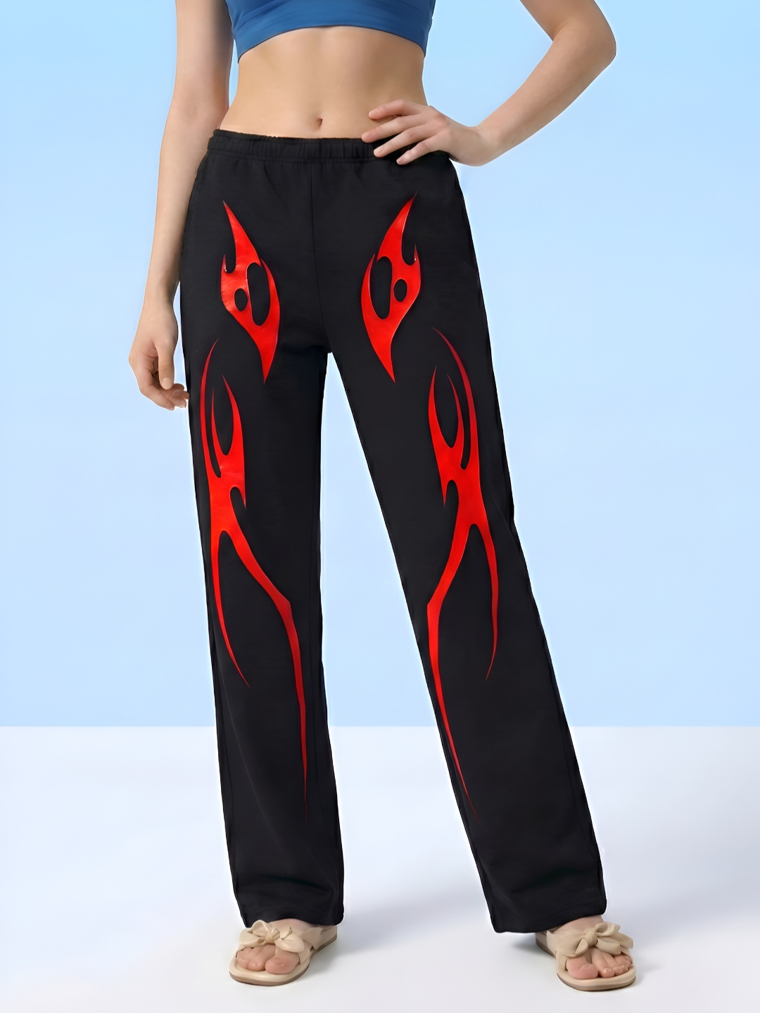 Women Baggy Graphic Print Track Pants