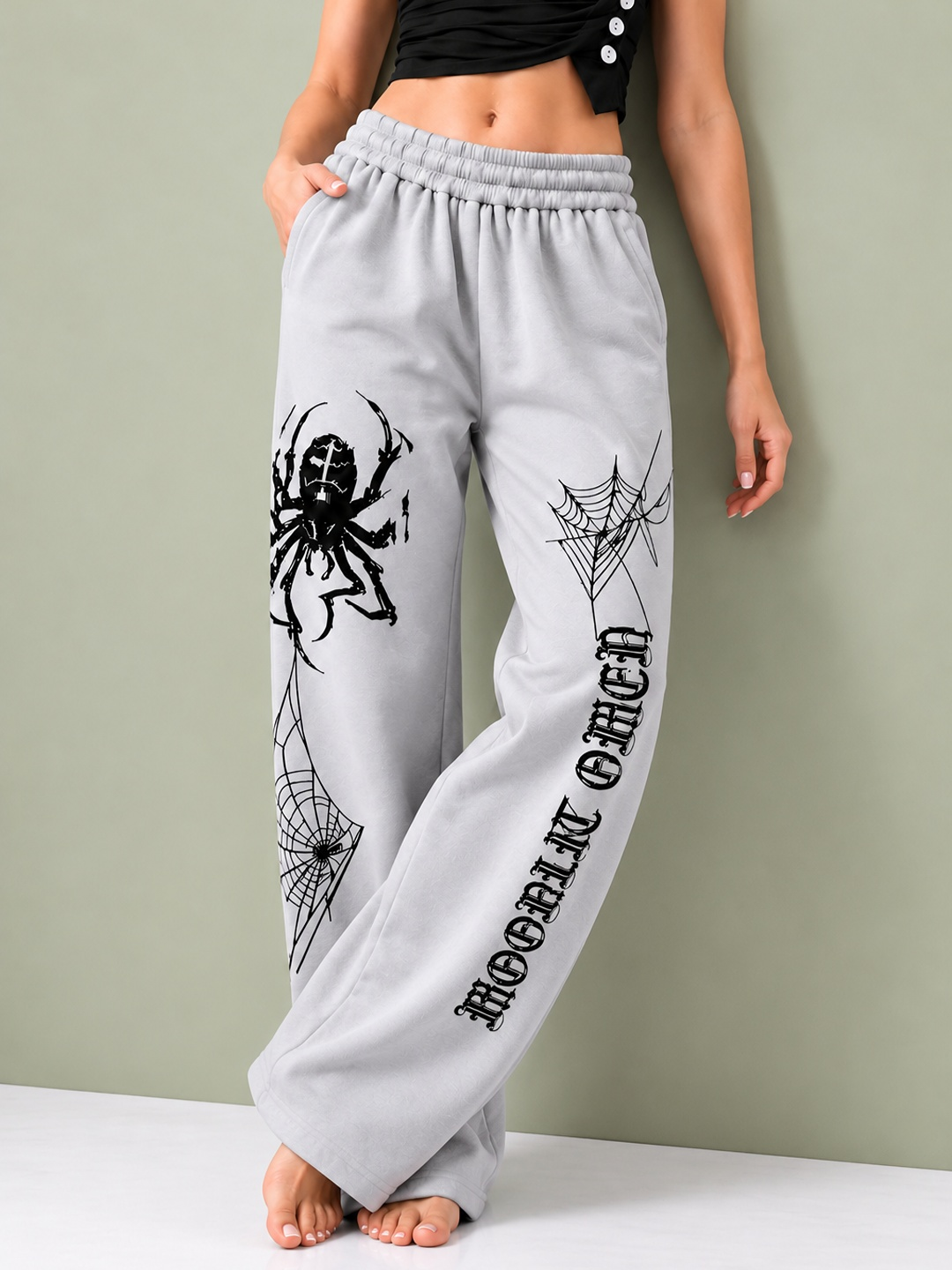 Women Baggy Graphic Print Track Pants