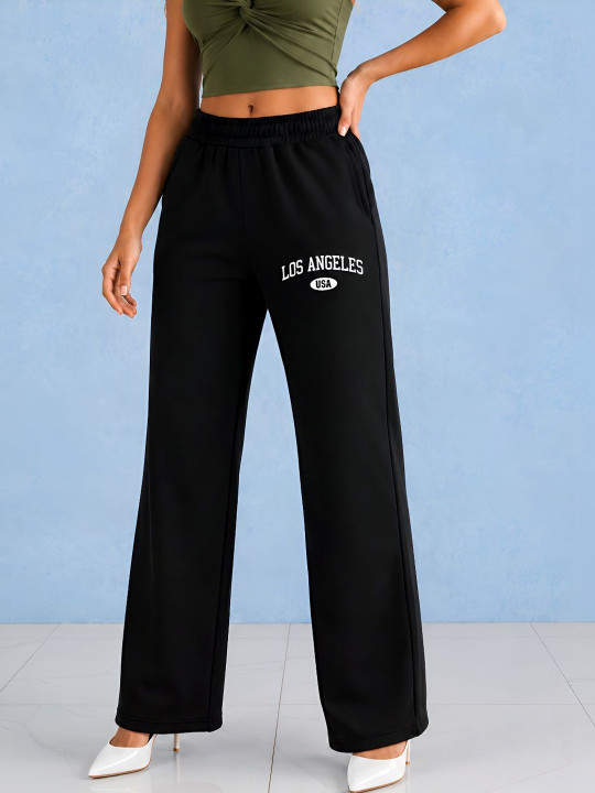 Women Baggy Alphanumeric Track Pants