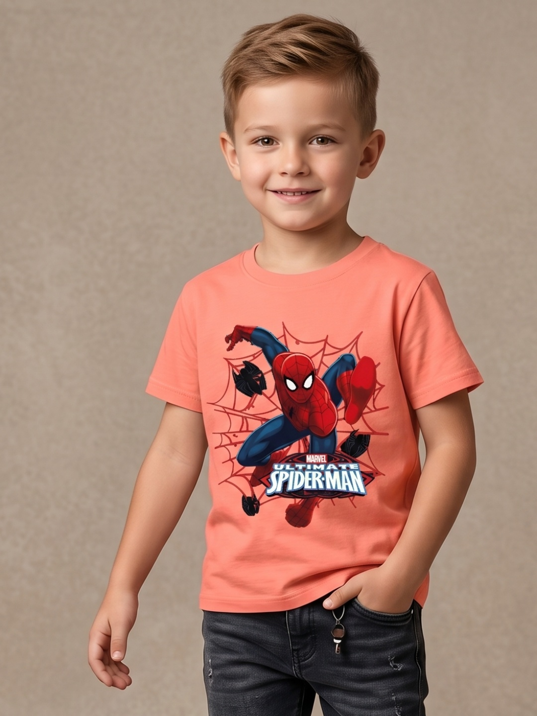 TEDWOODS Kids Printed T-shirt (Spider-Man Graphic)